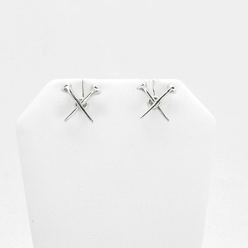 Sterling Silver Golf Tee Earrings (NWT) - Picture 3 of 8